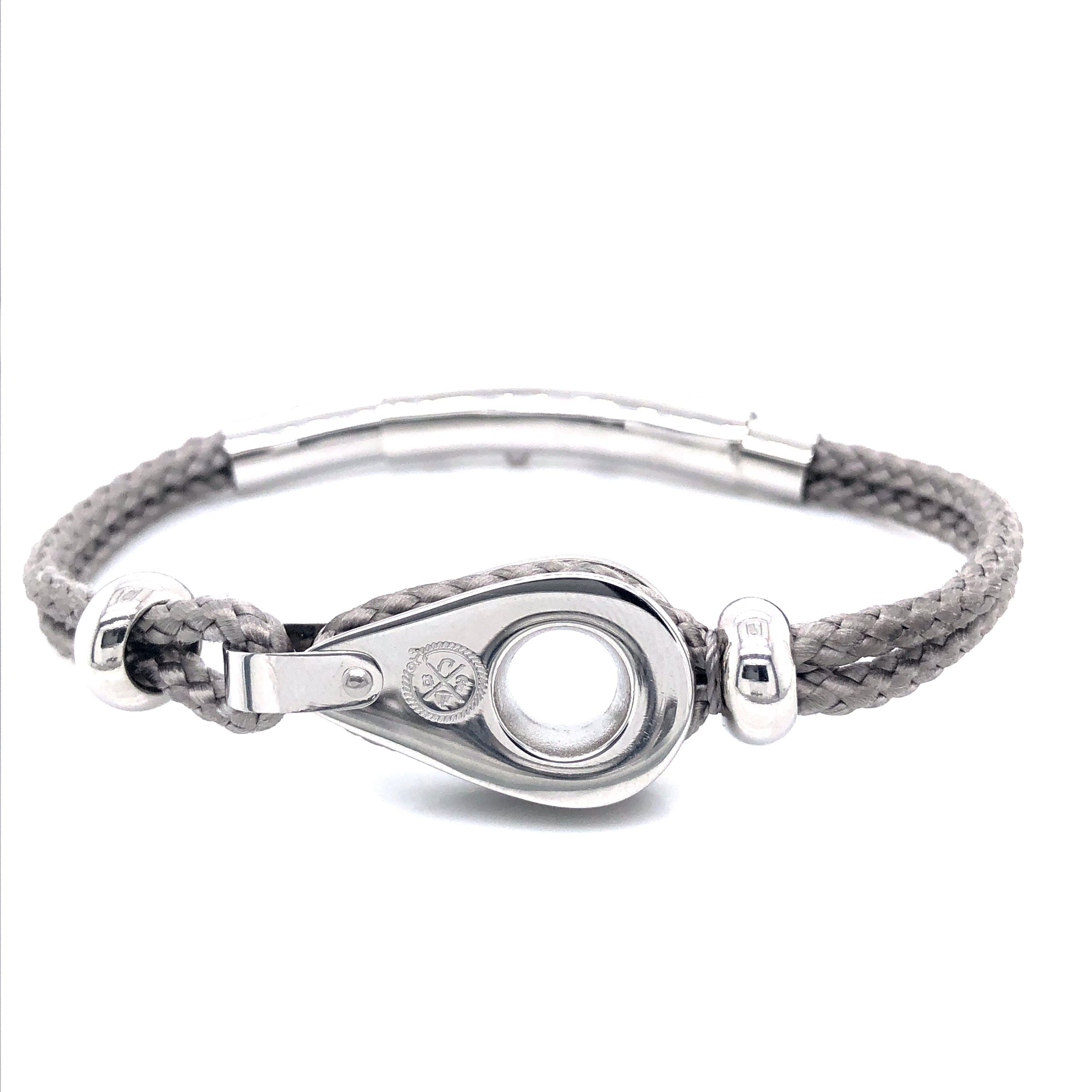 Light Grey Double Rope with Silver Pulley and Beads Bracelet (Grey/Silver)