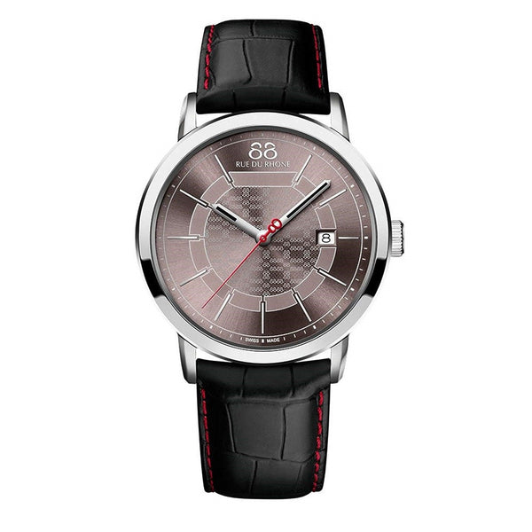 88 Rue Du Rhone Men's 87WA140026 Double 8 Black Leather Watch