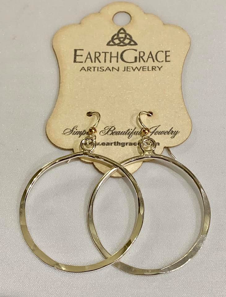 Earth Grace Medium Hammered Sterling Silver Hoops