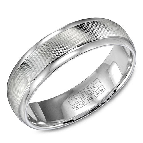 Crown Ring 14k White Gold Wedding Band - WB-9560-M10