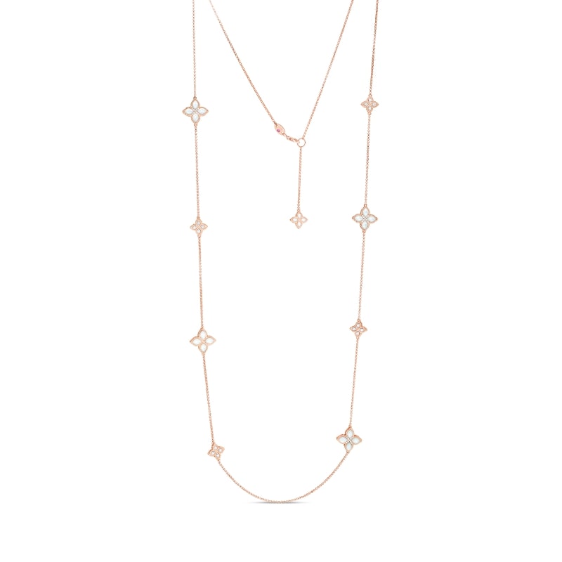 ROBERTO COIN 18KT ALTERNATING MED & SM MOTHER-OF-PEARL & DIA NECKLACE FROM THE VENETIAN PRINCESS