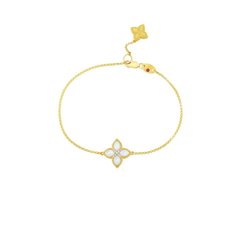 ROBERTO COIN18KT MED MOTHER-OF-PEARL & DIA FLOWER BRACELET FROM THE VENETIAN PRINCESS