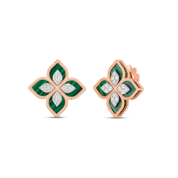 Roberto Coin Princess Flower Malachite Earrings