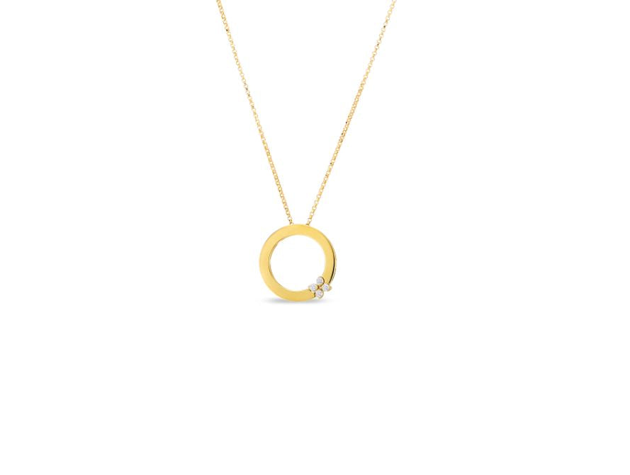 18K GOLD LOVE IN VERONA CIRCLE OF LIFE DIAMOND FLOWER NECKLACE
