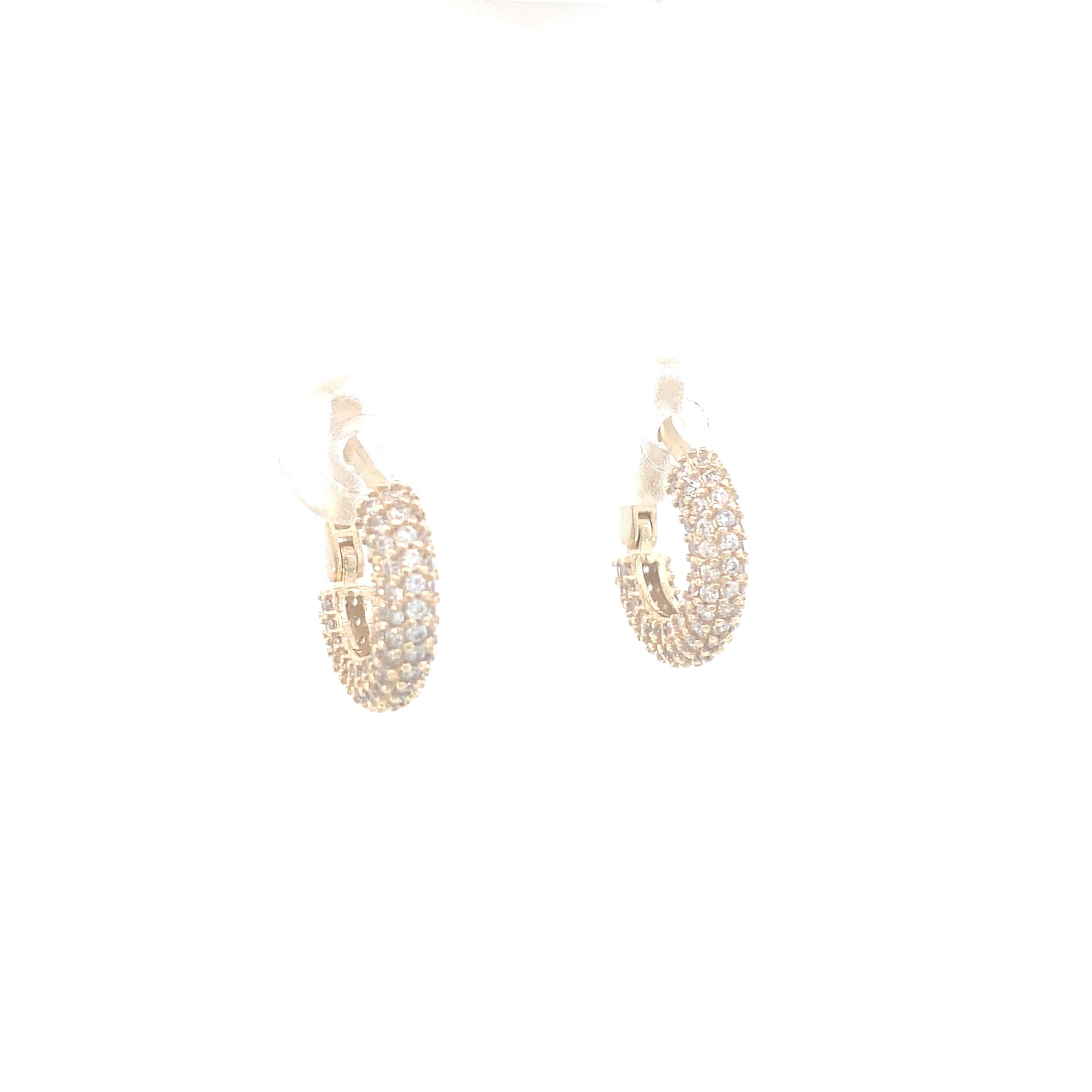 14K Gold Small Pave Hoops
