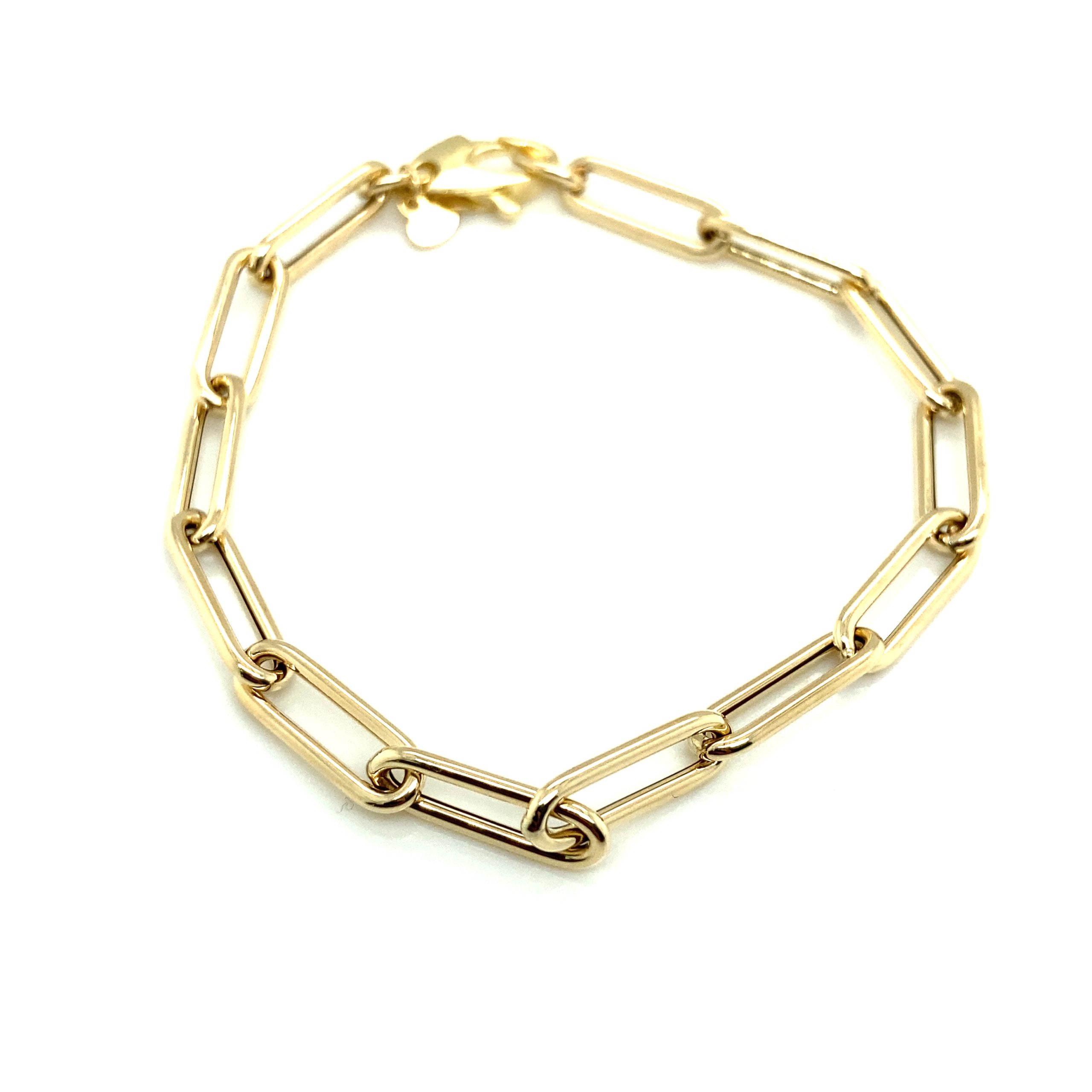 14k Gold Paper Clip Link Bracelet 5mm