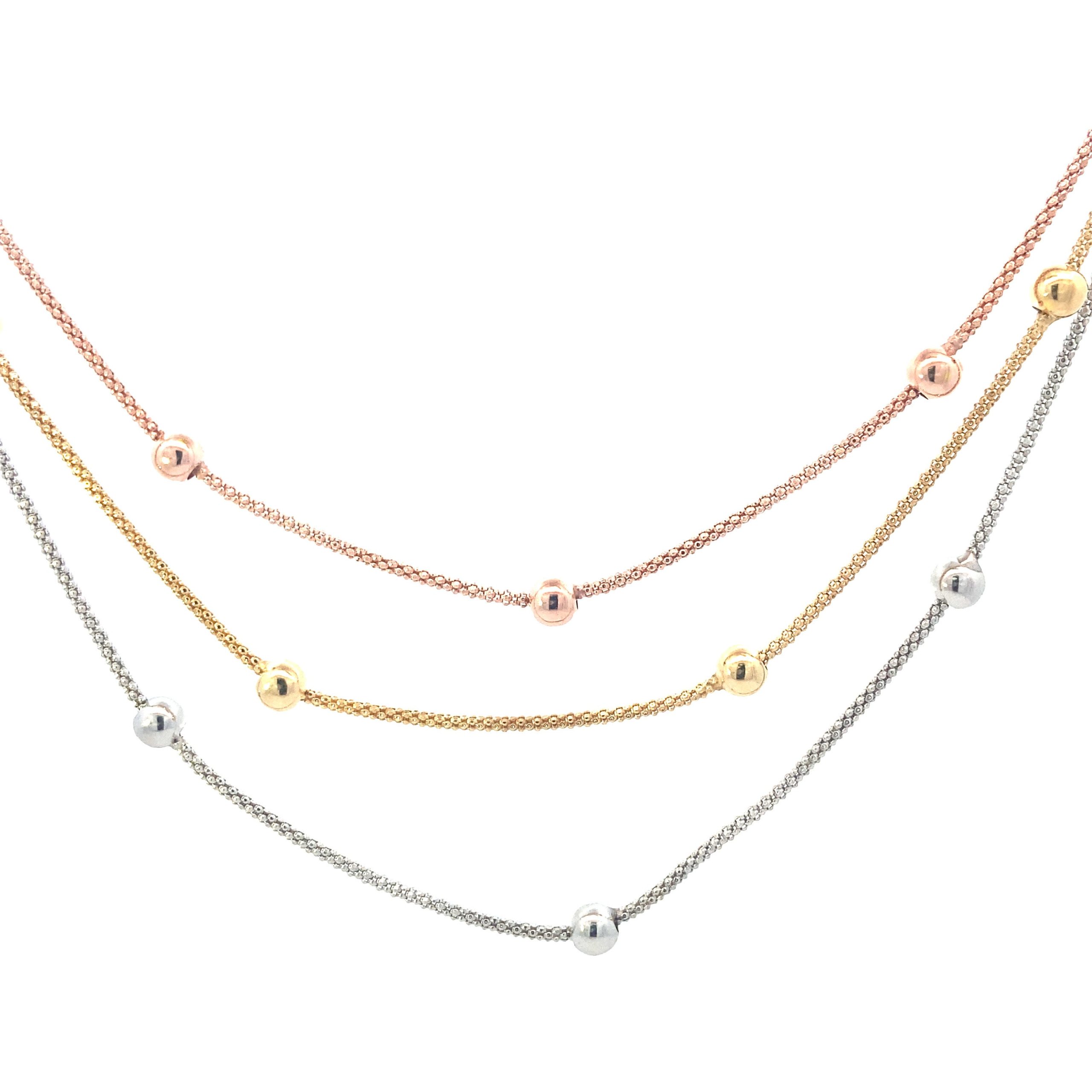 Marcello Pane Box Chain Layering Three Color Necklace