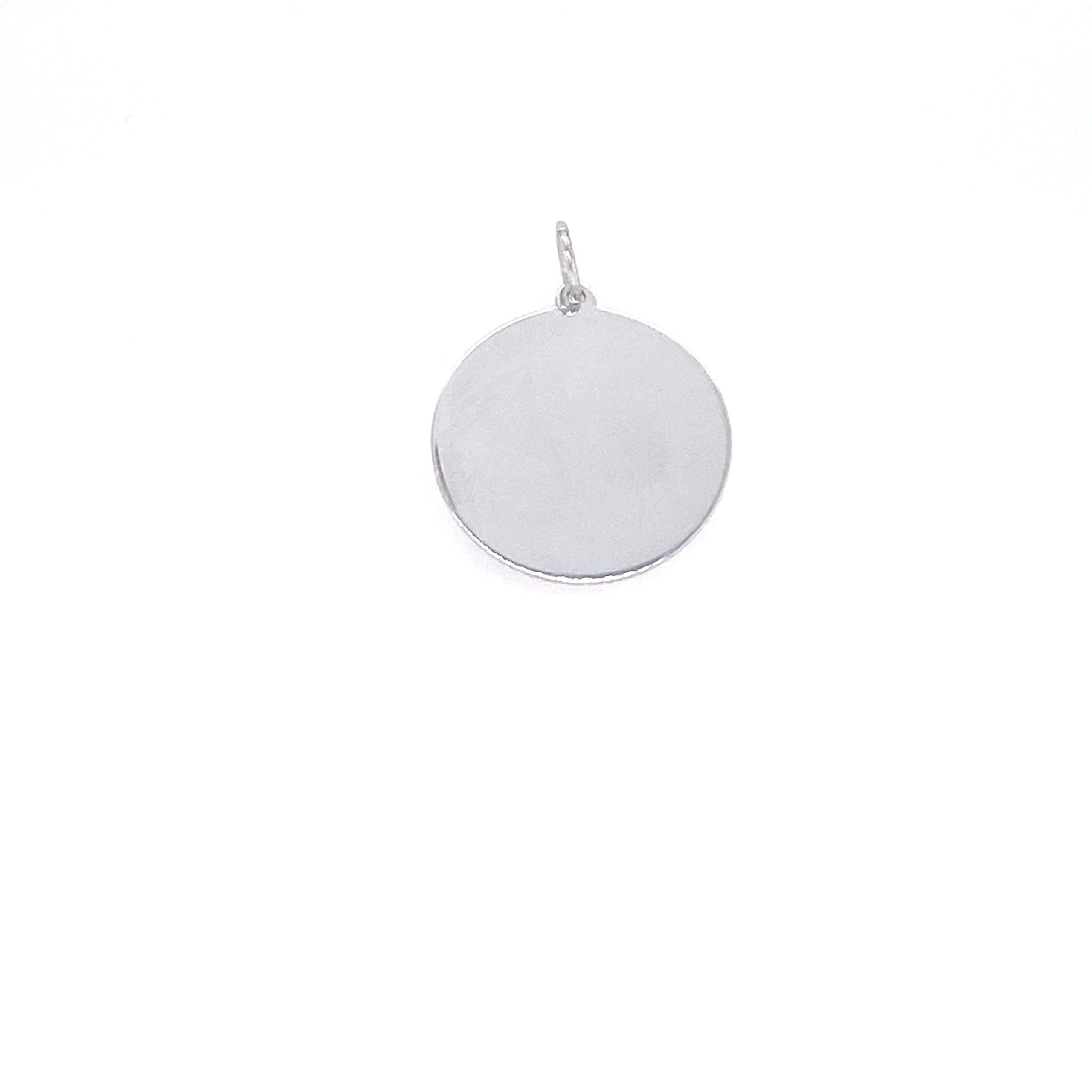 14K Round Plate White Gold Pendant