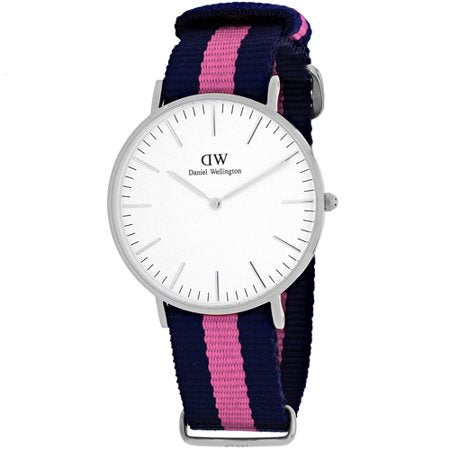 Classic Swansea Watch (Navy Blue-Pink/Silver)
