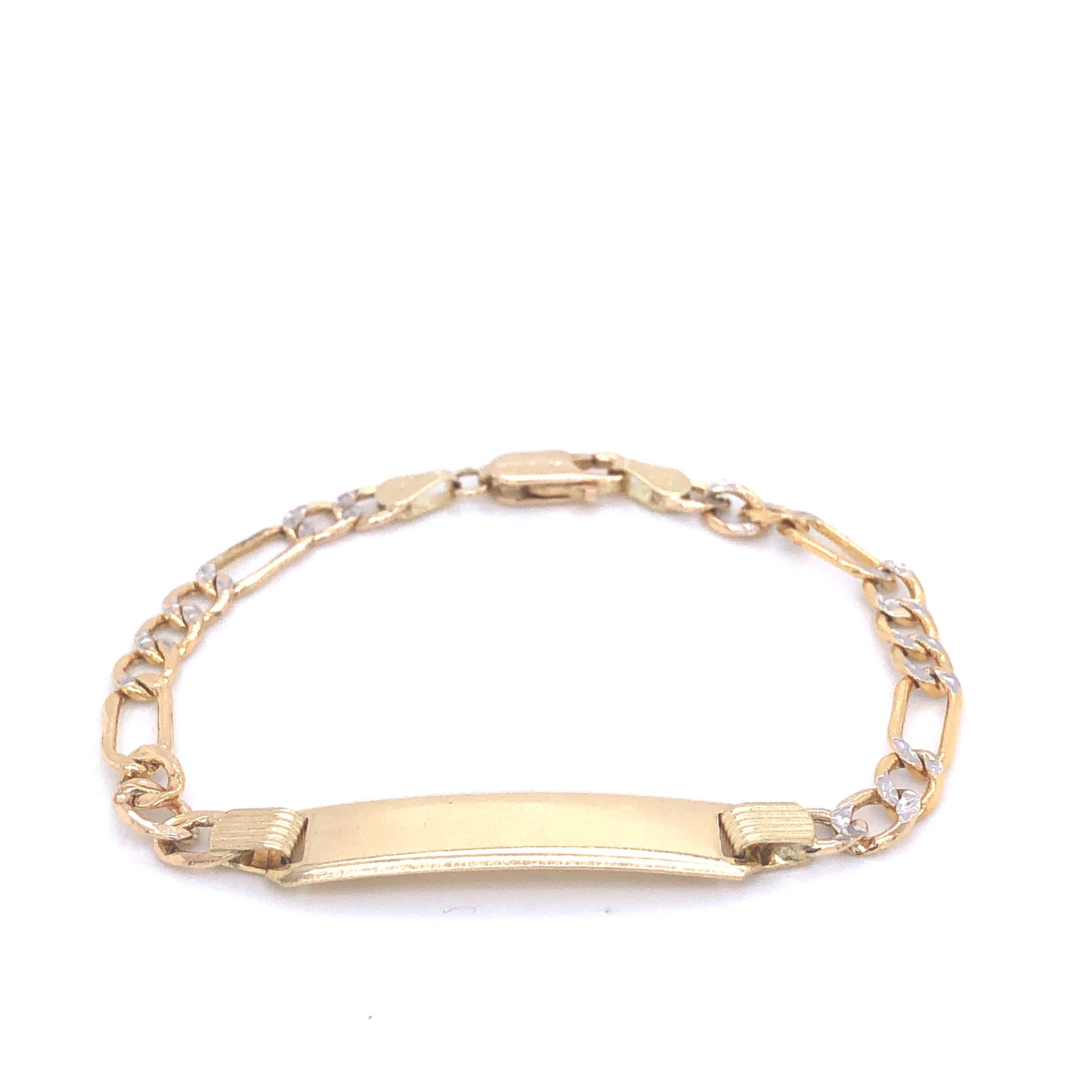 14K Figaro Link Two-Tone Gold Chain Bracelet