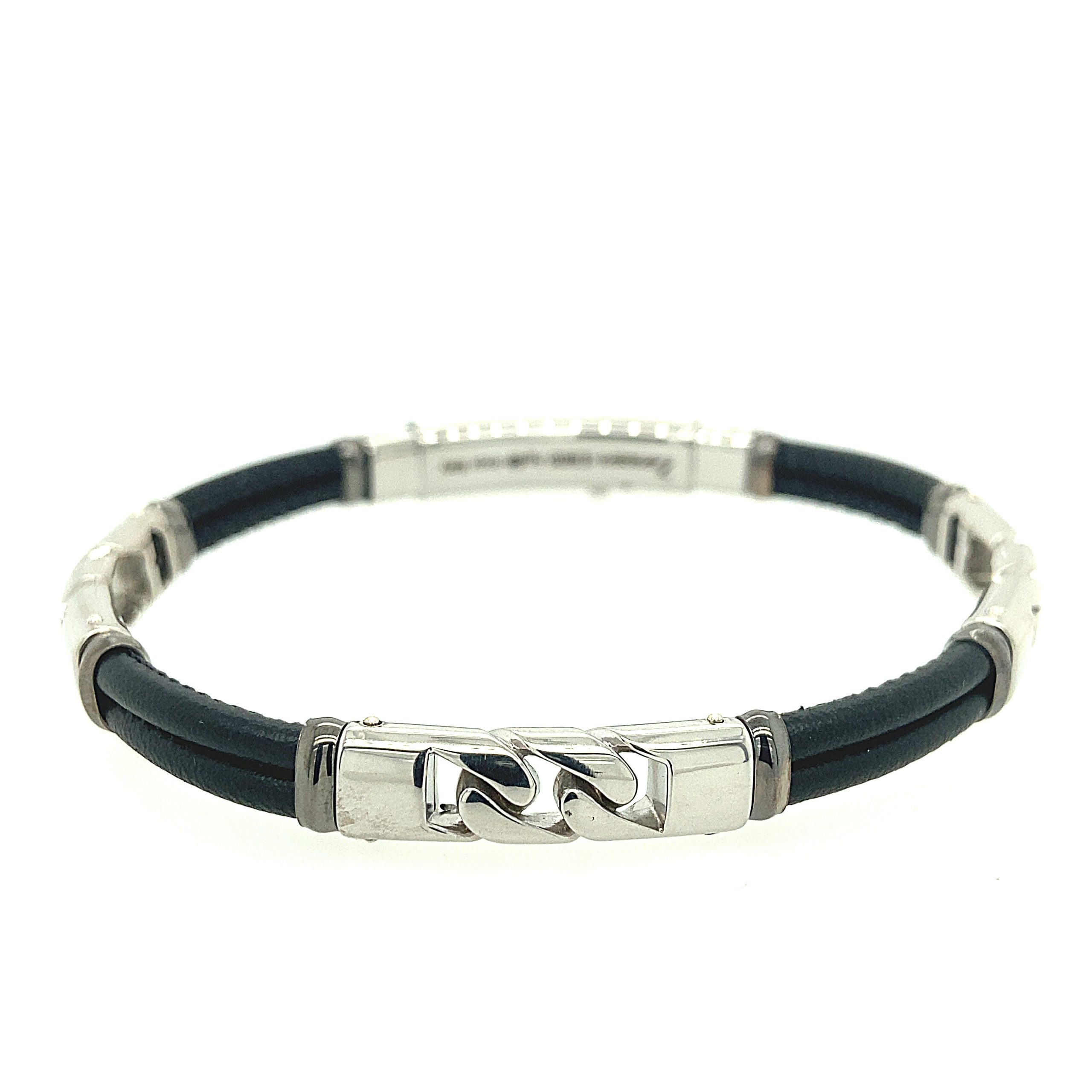 Leather and Silver Locks Bracelet