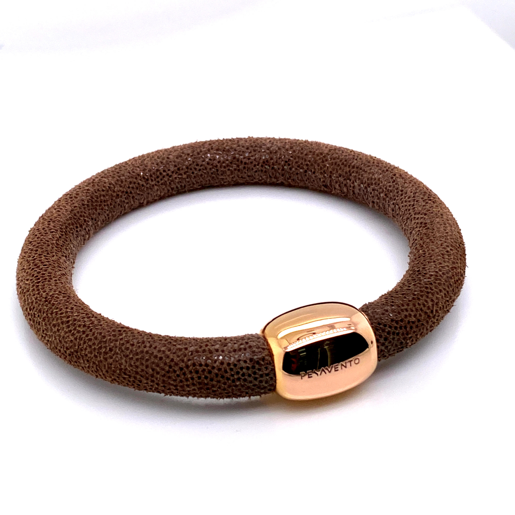 18k Rose-Gold Brown Leather Bracelet