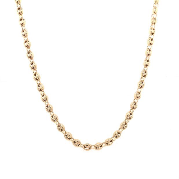 14K Gold Puff Mariner Chain