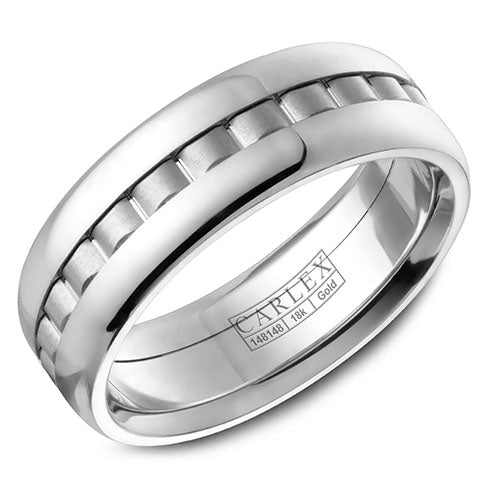 Carlex G3 18k White Gold Men's Wedding Band - CX3-0049WW