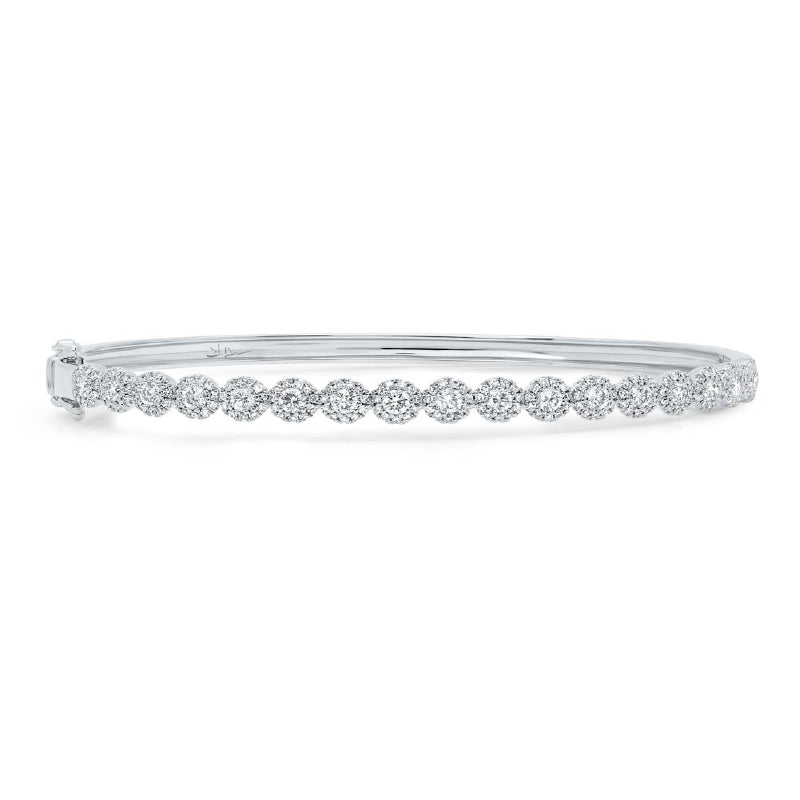14k White Gold 1.35ctw Diamond Pave Halo Bangle Bracelet - SC55004304ZS