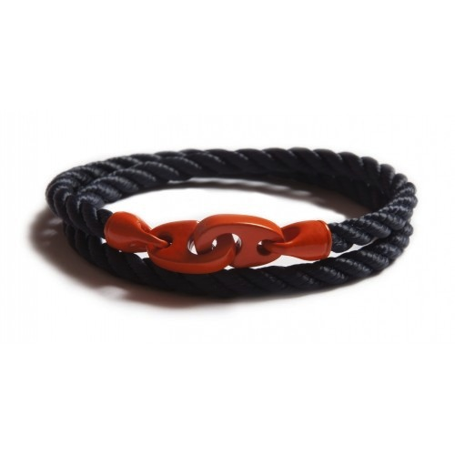 The Signal Double Wrap Rope Bracelet (Navy Blue/Orange)