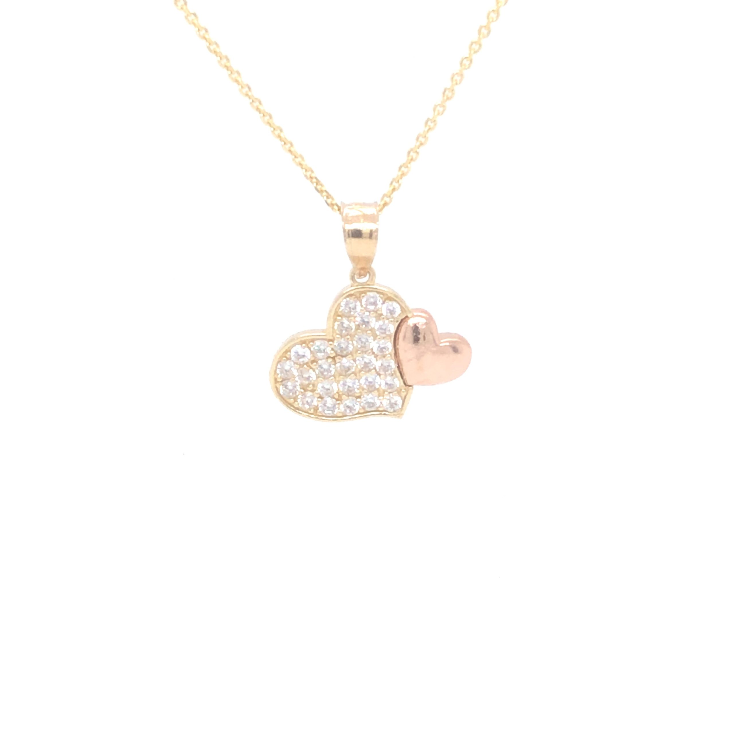 Two-Tone Heart Pendant With Cz