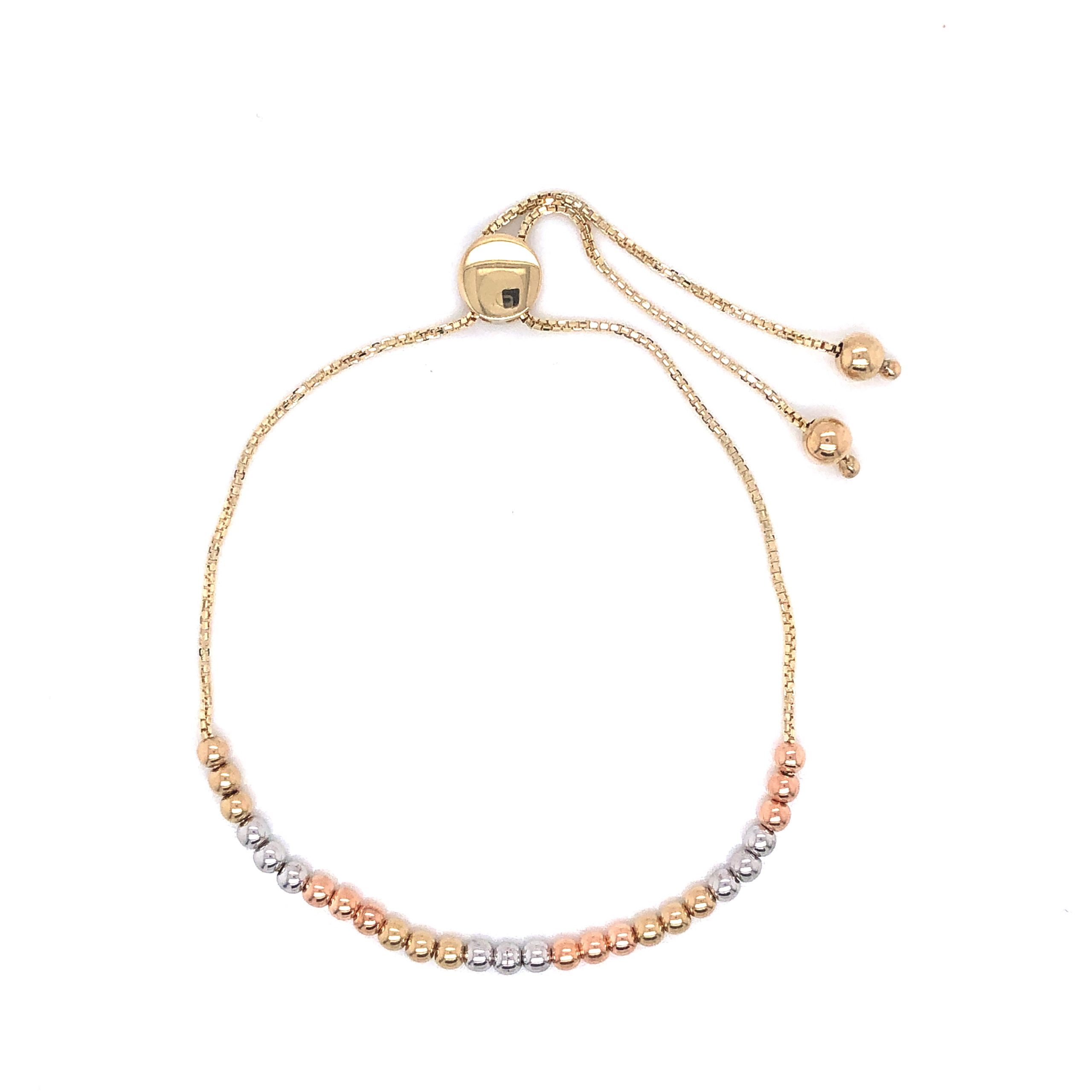 14K Bracelet With Pellet Tri-Color