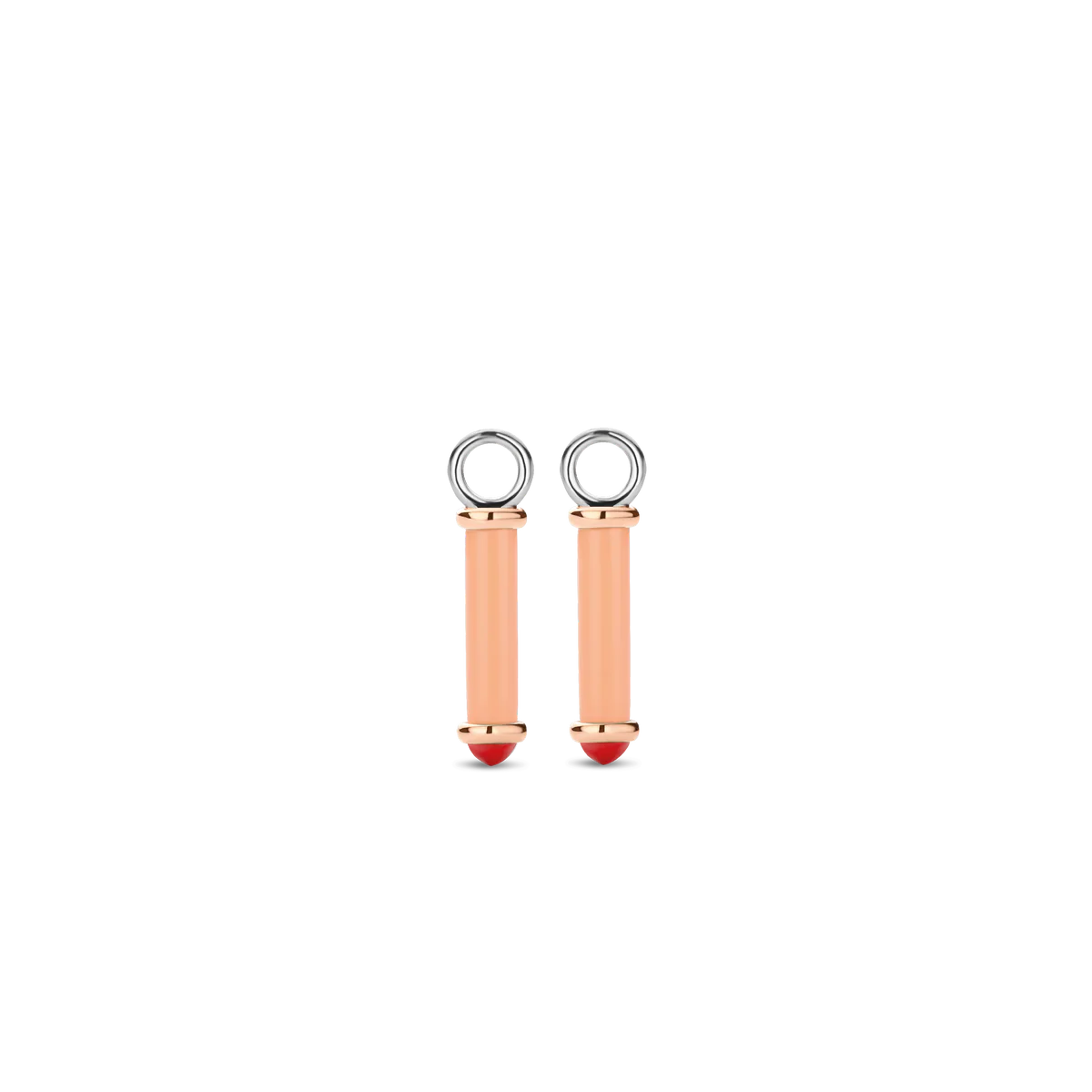 Coral Red Tube-Shaped Earrings