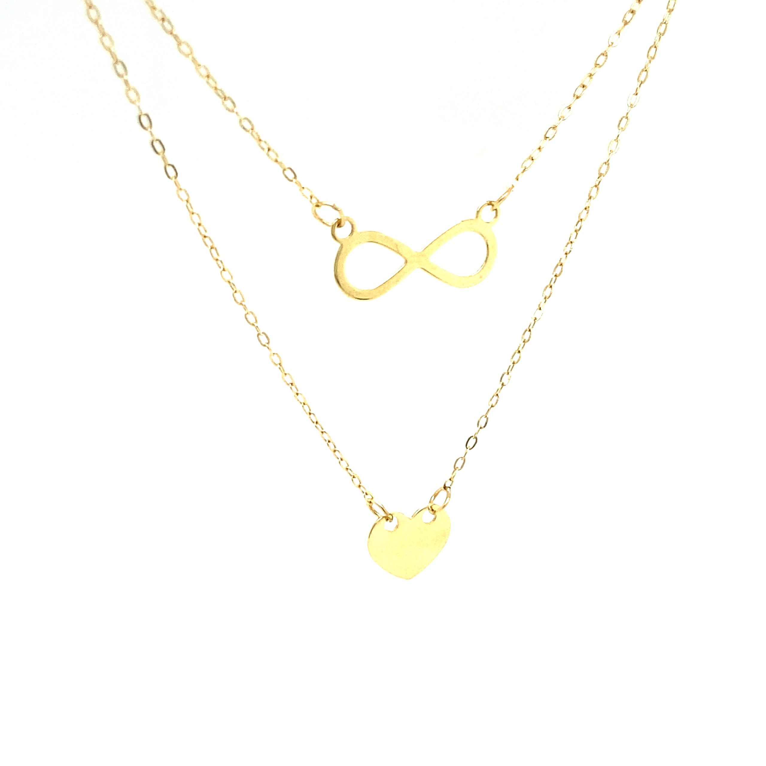 14K Gold Heart and Infinity Necklace
