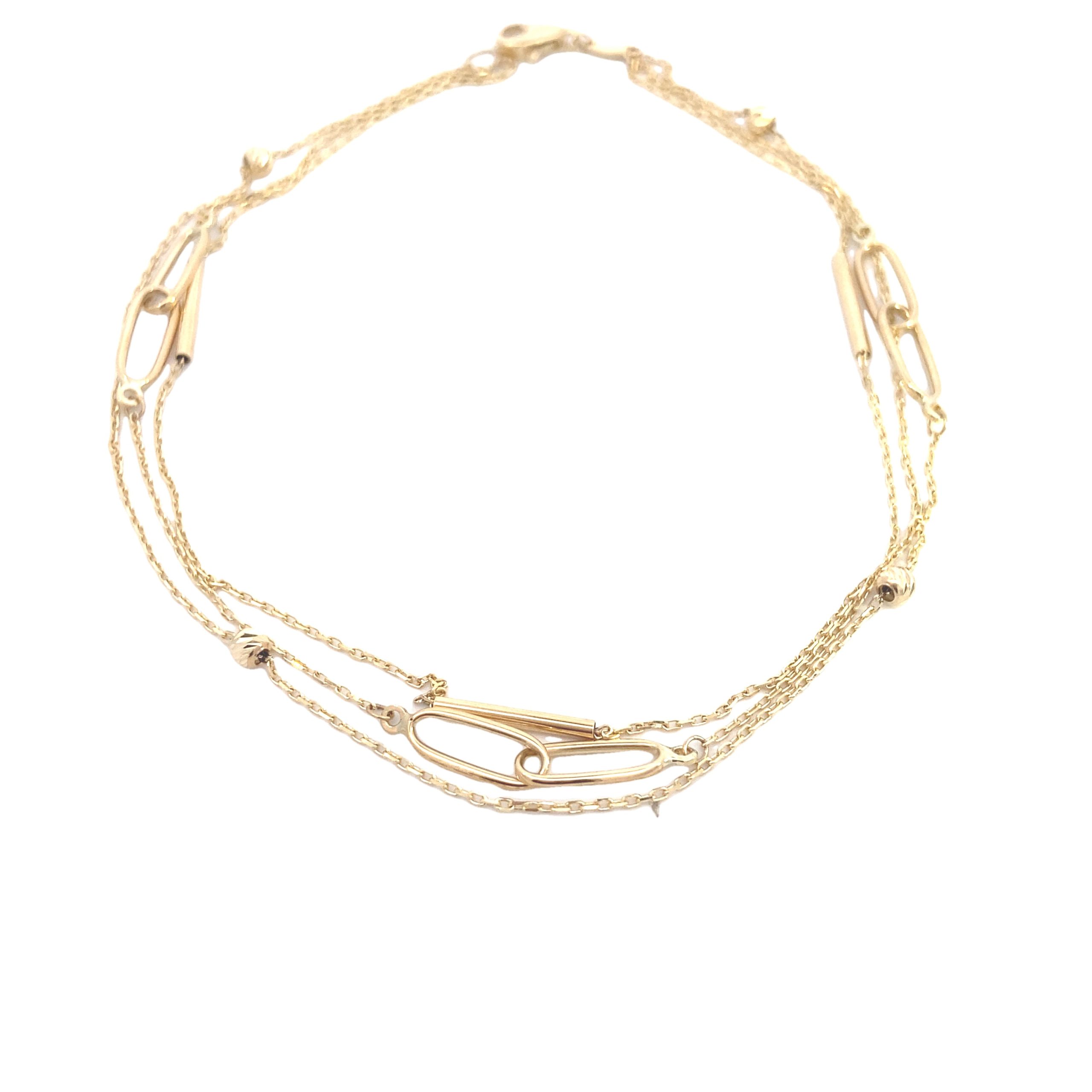 14K Gold Multi Chain Anklet Bracelet