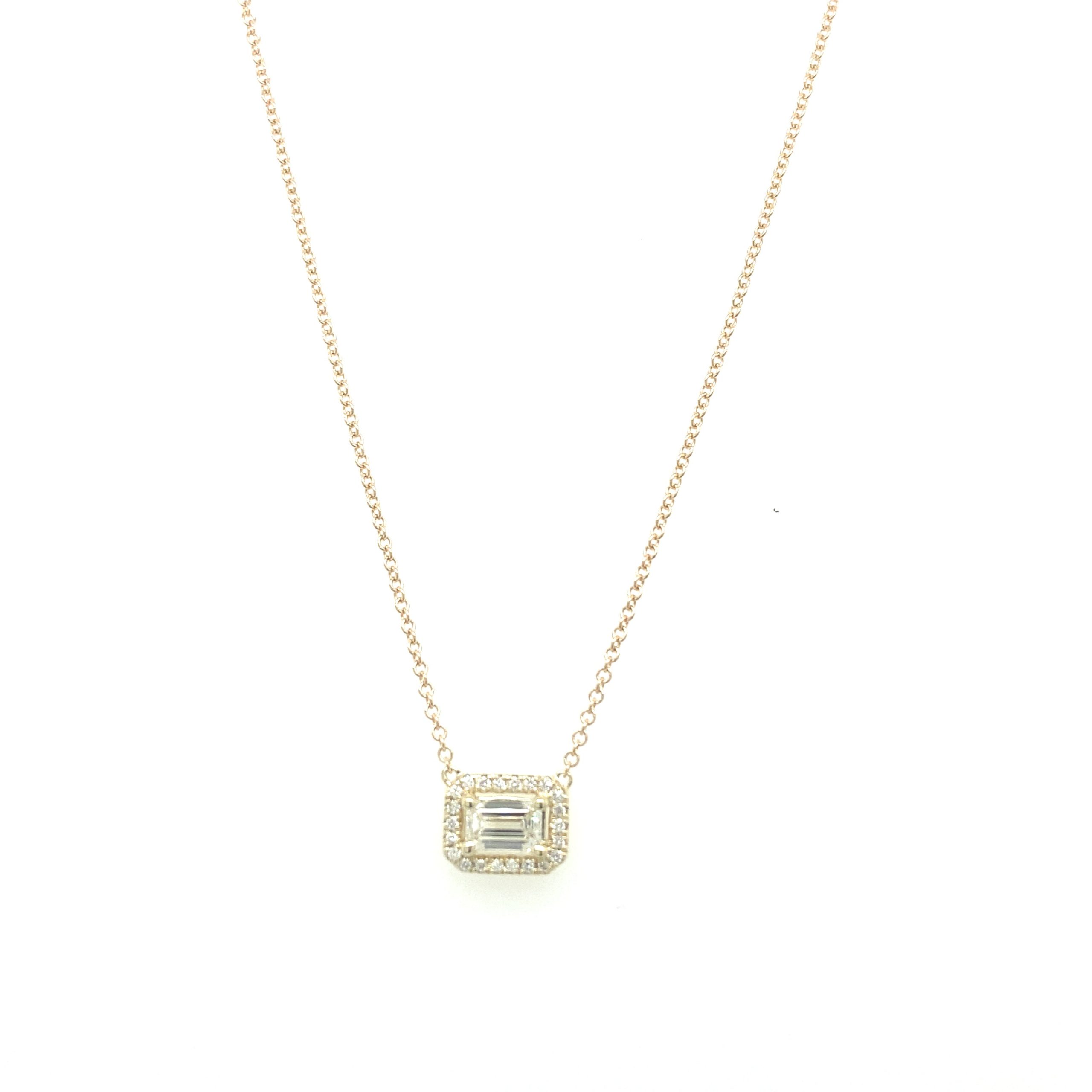 Zeghani 14k Diamond Baguette Cut Necklace