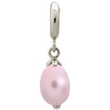 Rose Pearl Drop Charm (Silver/Rose)