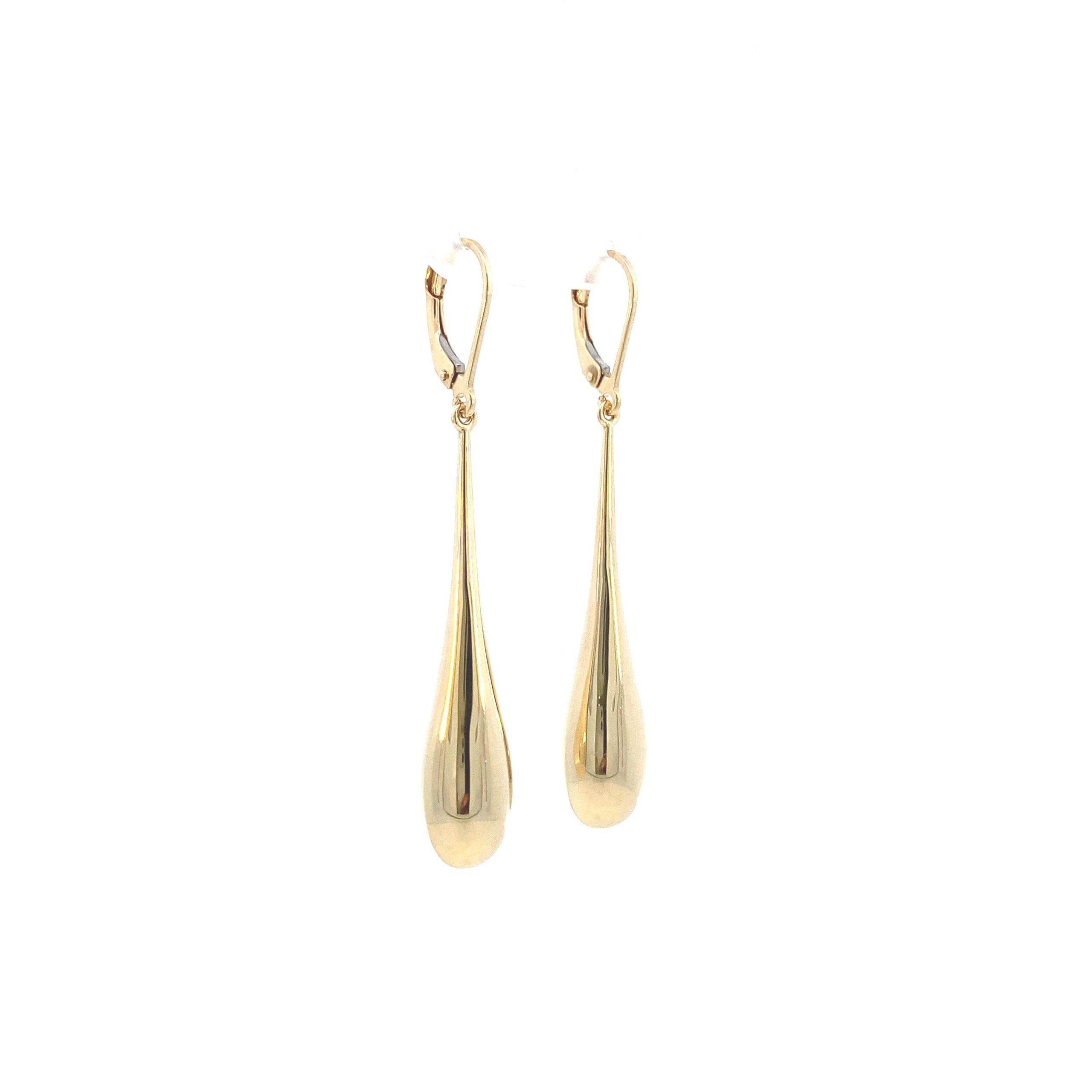 14K Gold Drop Hoop Earrings