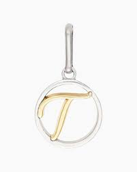 Two-Tone Letter T Charm (Silver/Gold)