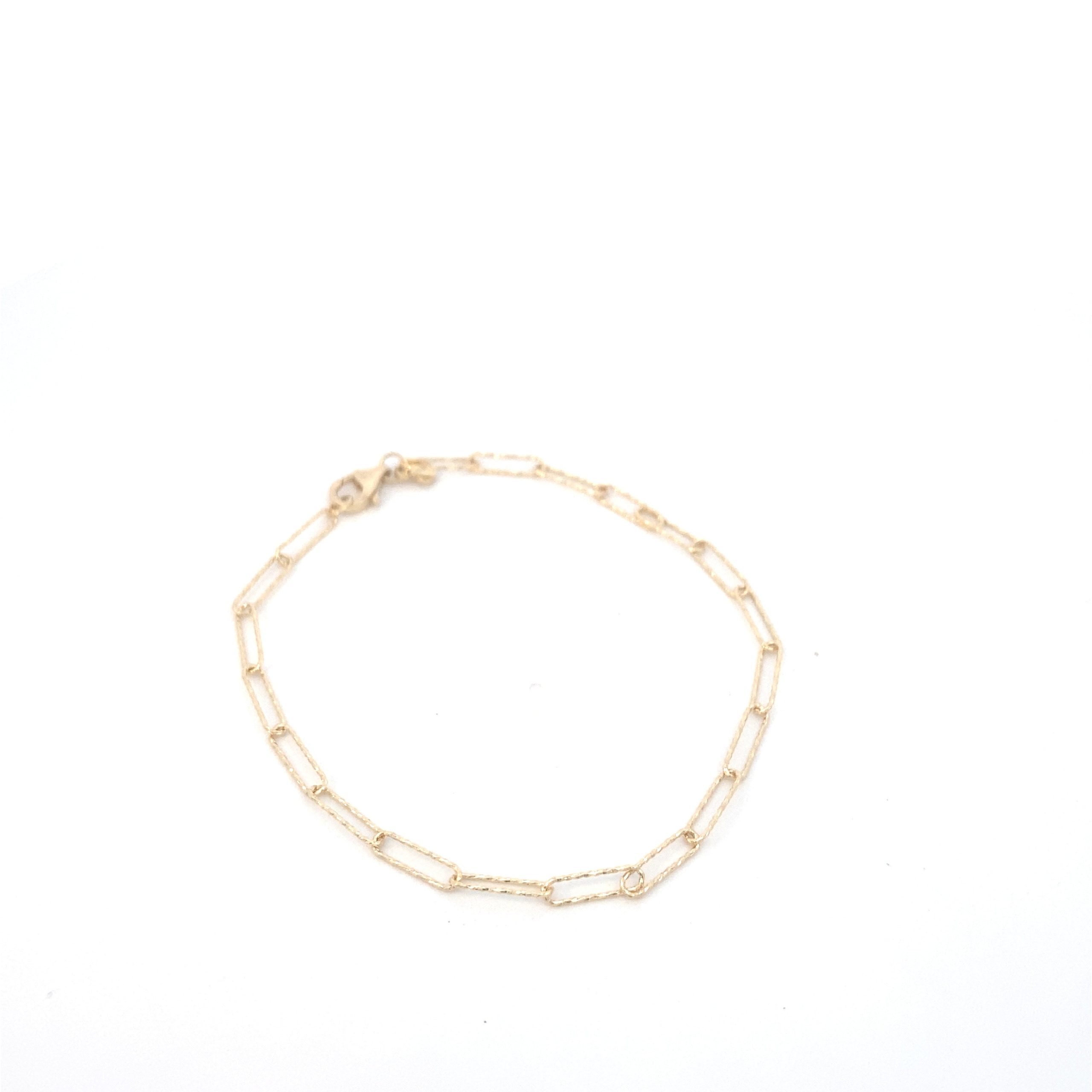 14K Gold Small Paper Clip Bracelet