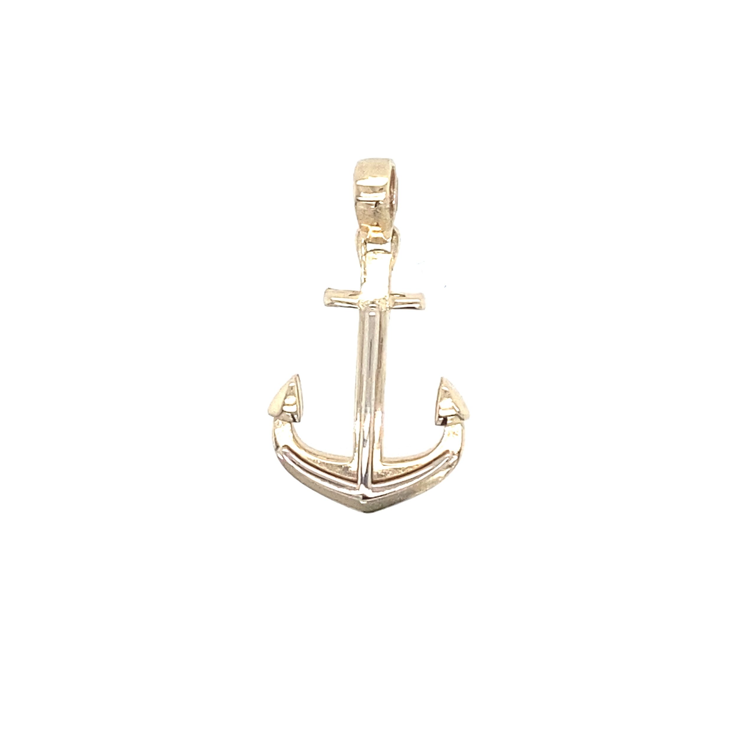 14K Gold Small Anchor Pendant