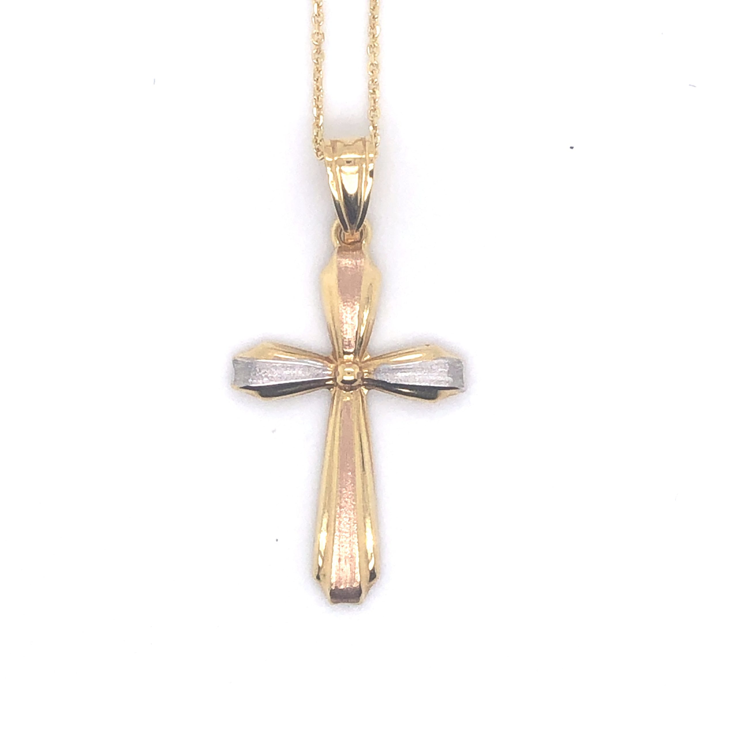 Tri-Color Cross 14k Gold Pendant