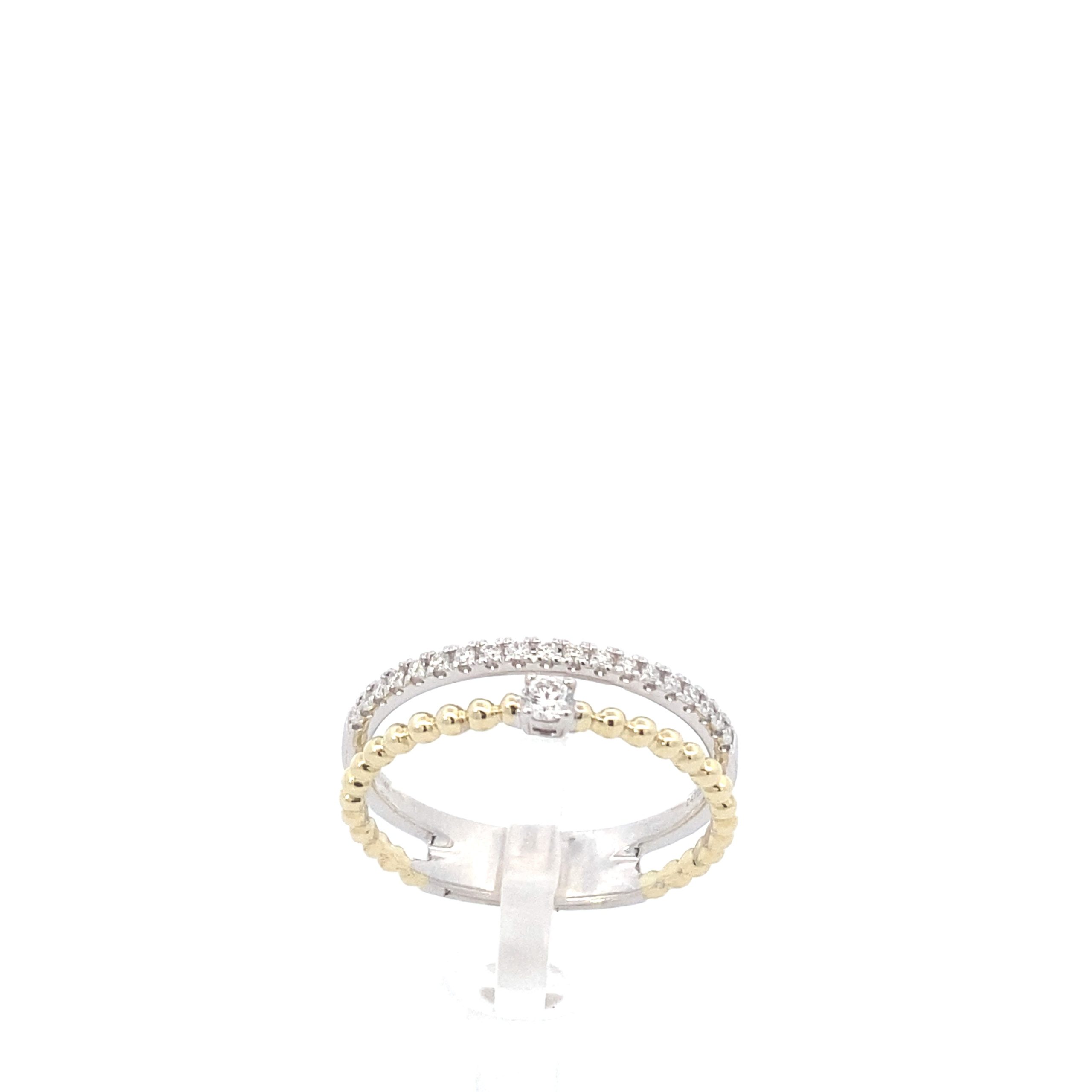 Zeghani 14K Two Tone Fashion Right Hang Ring
