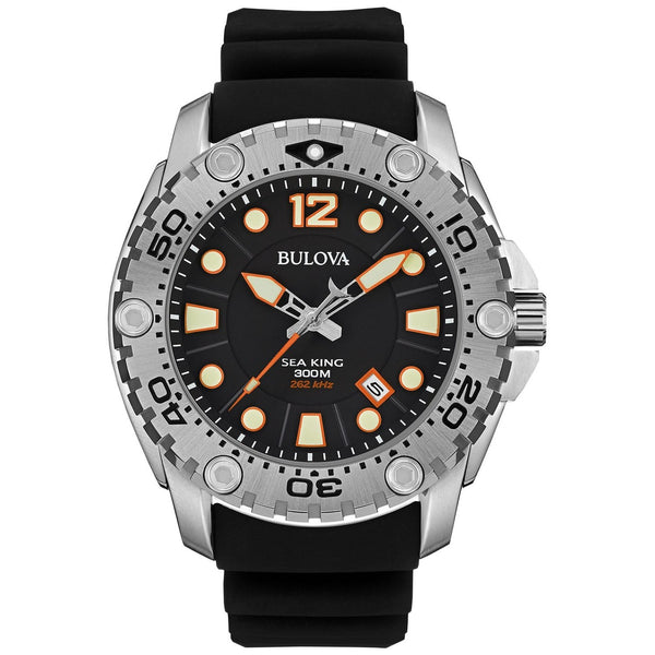 Bulova Men's 96B228 Sea King Black Rubber Watch