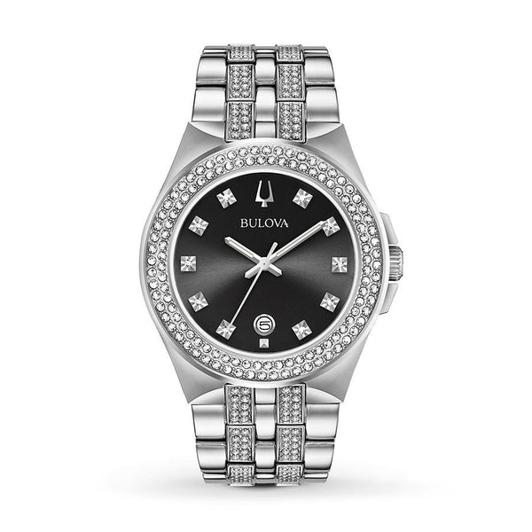 Bulova Men's 96K102 Crystal Collection Stainless Steel with Sets of Crystal Watch