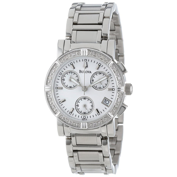Bulova Women's 96R19 Classic Chronograph Crystal Stainless Steel Watch