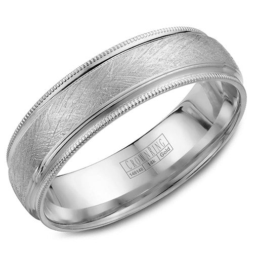 Crown Ring 14k White Gold Wedding Band - WB-7915W-M10