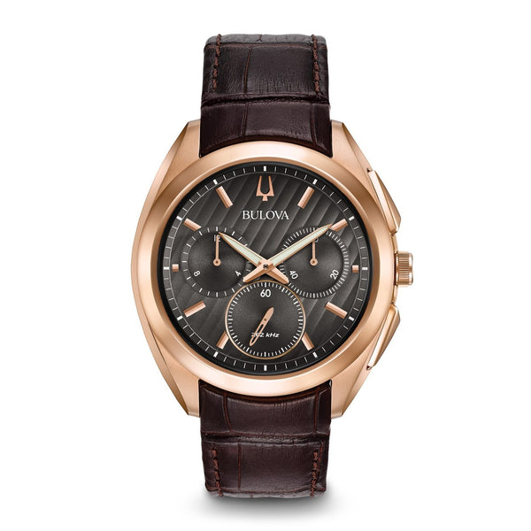 Bulova Men's 97A124 Curv Chronograph Brown Leather Watch