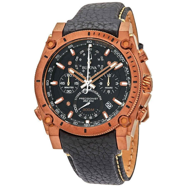 Bulova Men's 97B188 Precisionist Chronograph Black Leather Watch