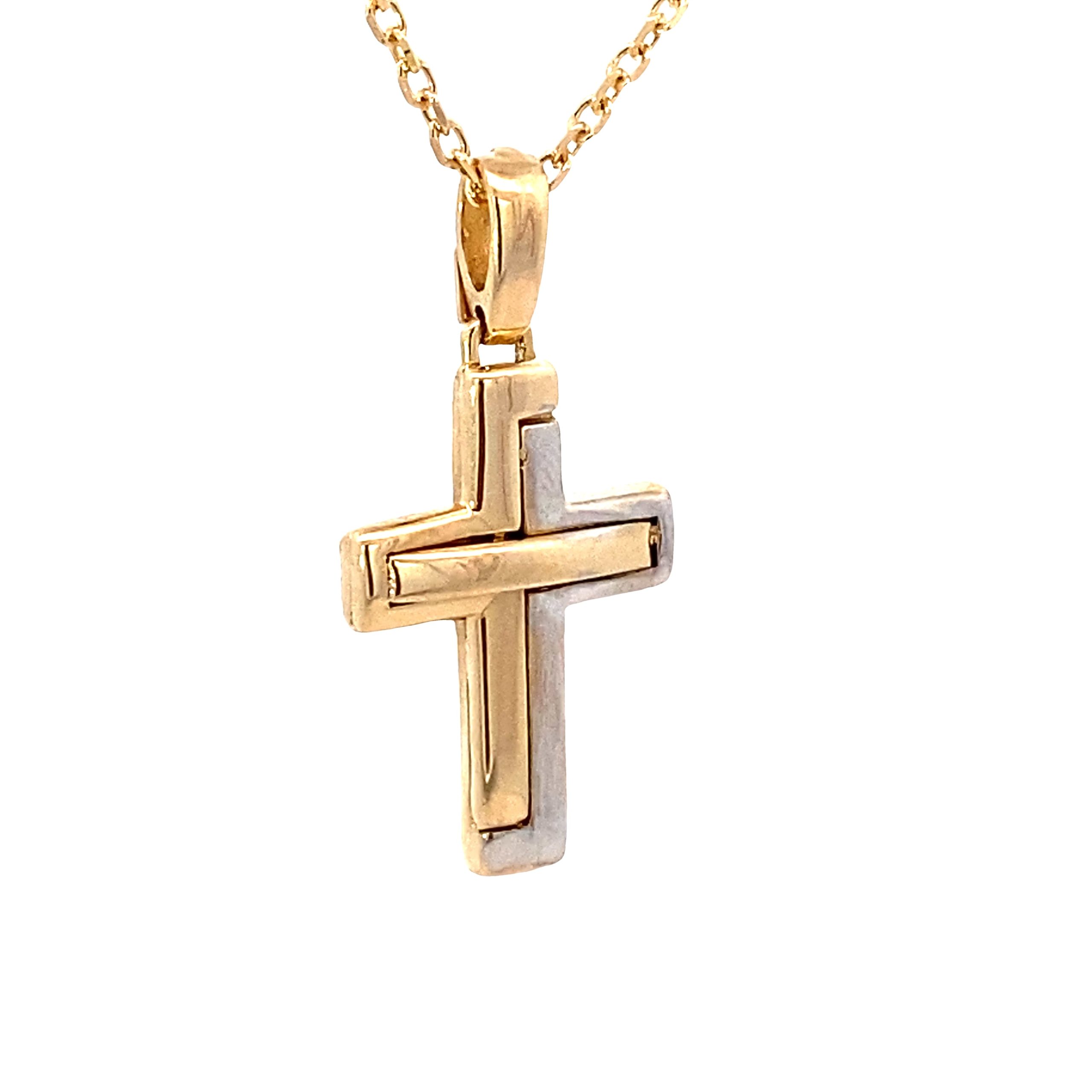 14K Gold 2T Relief Cross Pendant