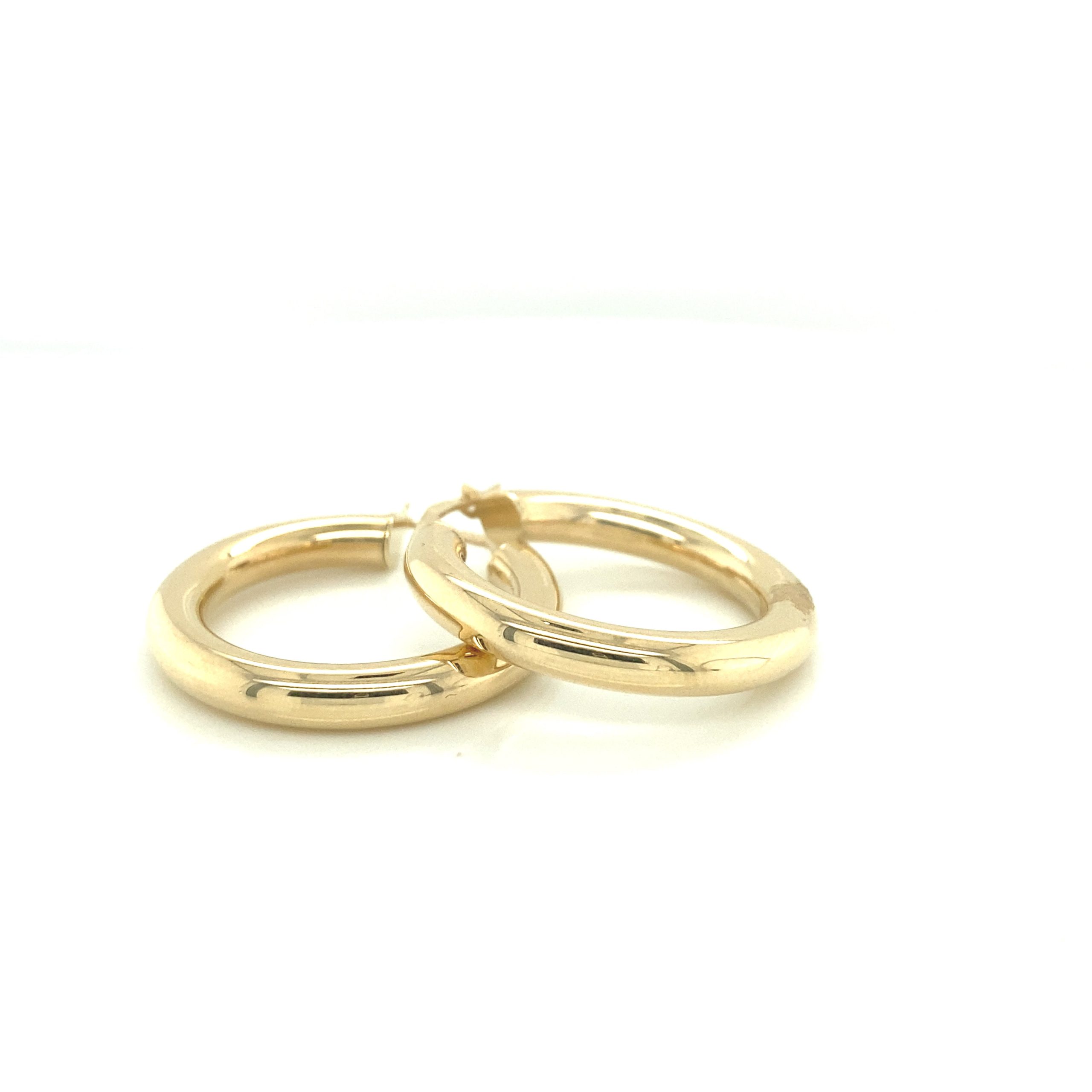 14K Gold Puff Hoops Earrings