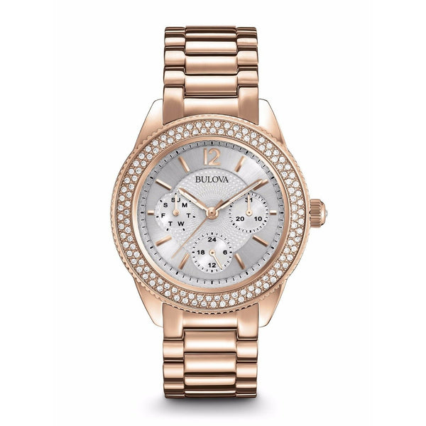 Bulova Women's 97N101 Crystal Collection Rose Gold-Tone Stainless Steel Watch