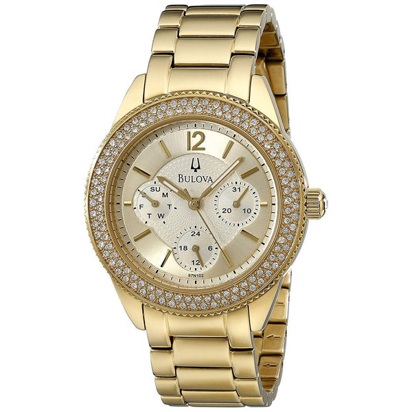Bulova Women's 97N102 Crystal Gold-Tone Stainless Steel Watch