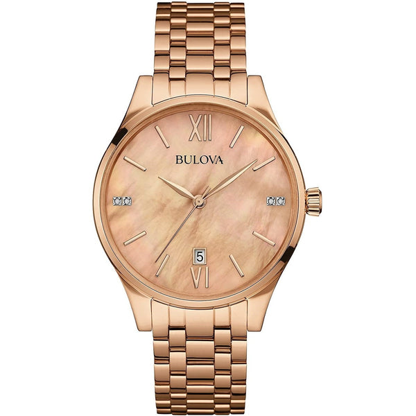 Bulova Women's 97P113 Diamond Rose Gold-Tone Stainless Steel Watch