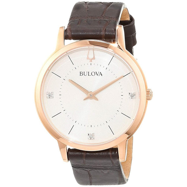 Bulova Women's 97P122 Diamond Brown Leather Watch