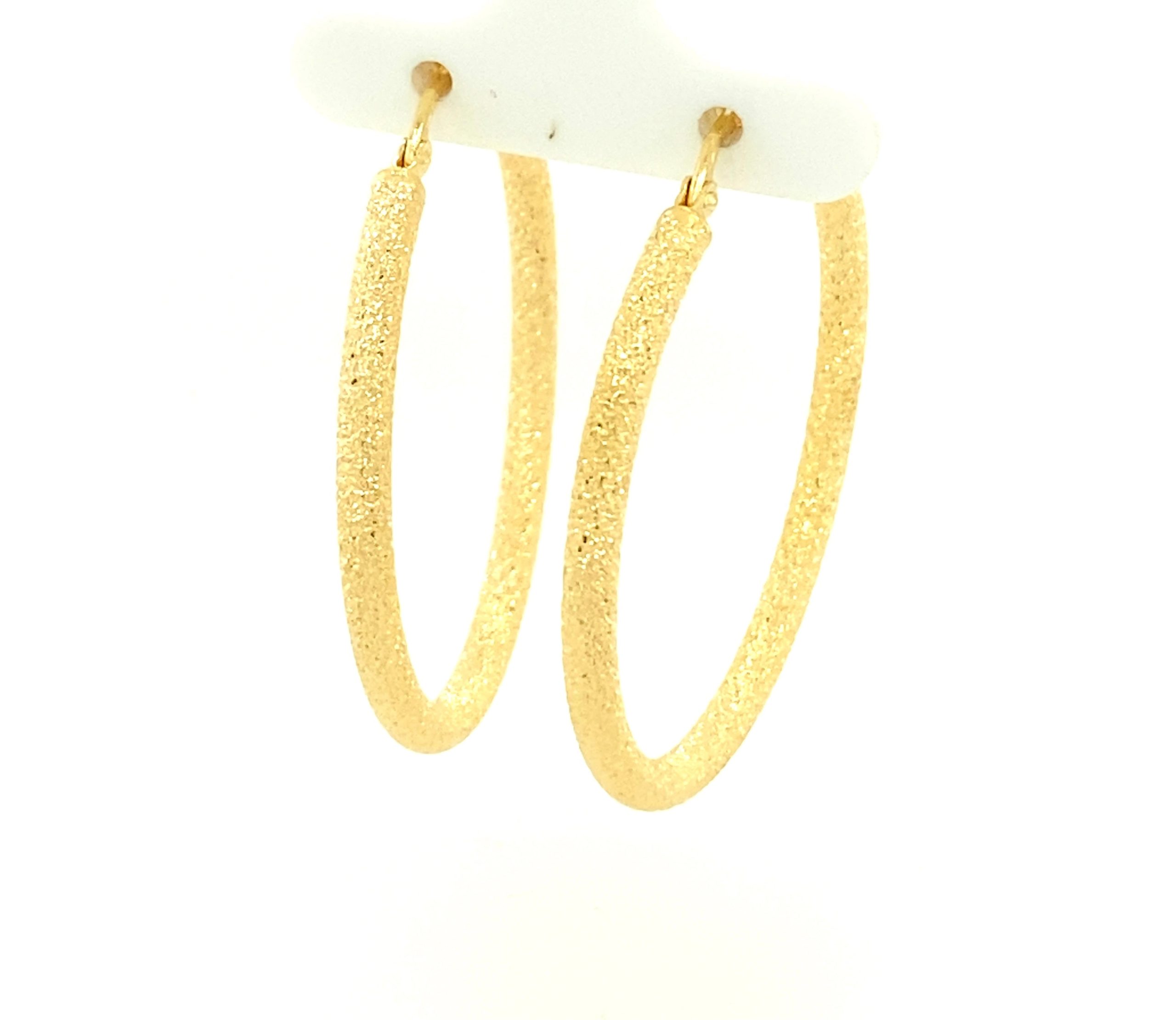 14K Gold Cut Diamond Hoops Earrings