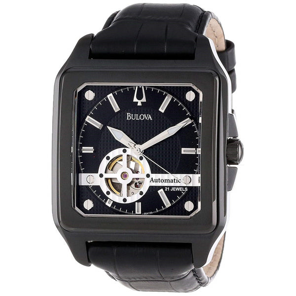 Bulova Men's 98A130 Series 160 Automatic Black Leather Watch