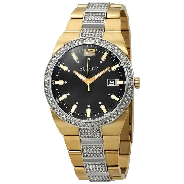 Bulova Men's 98B235 Crystal Gold-Tone Stainless Steel with Sets of Crystal Watch
