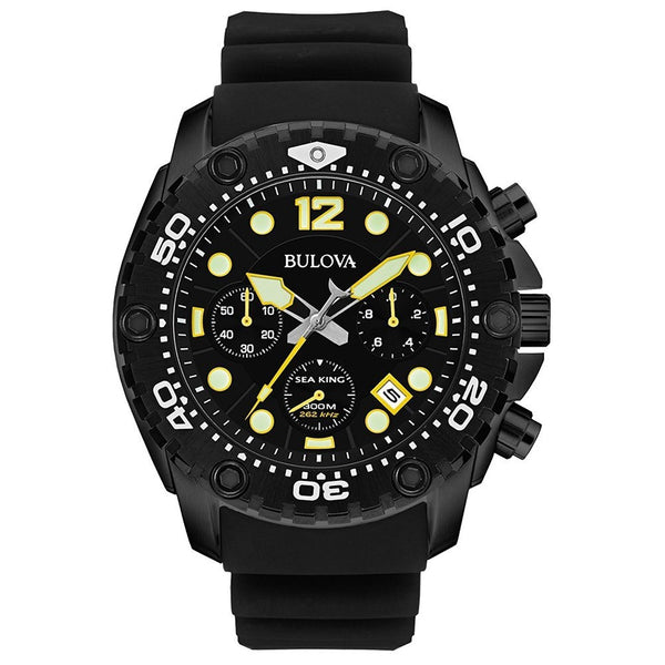 Bulova Men's 98B243 Sea King Chronograph Black Rubber Watch
