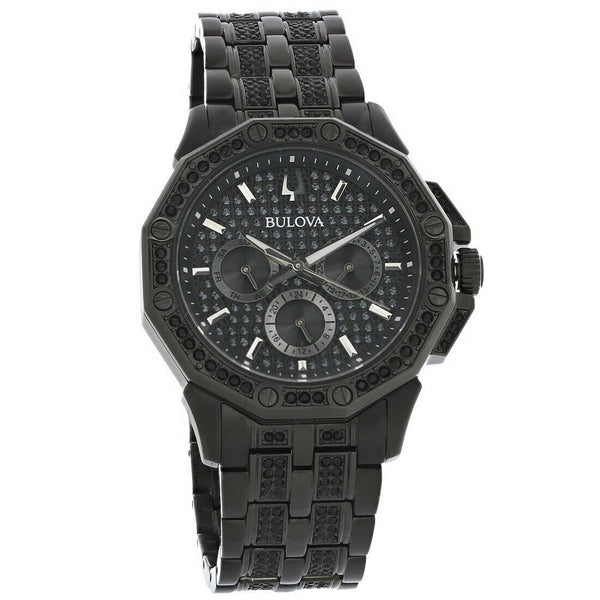 Bulova Men's 98C134 Octavia  Black Stainless Steel with Sets of Crystal Watch